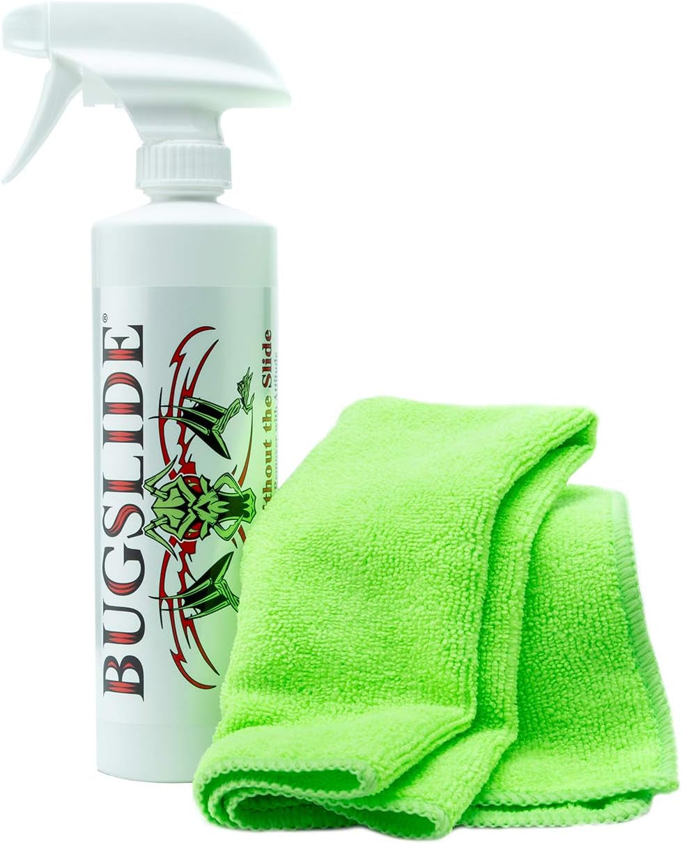 Bugslide 16 Oz Shop Kit Cleaner and Polisher with Microfiber Towel, Tree Sap Remover, Waterless Detailer for Removing Bugs without Scratching, Shining and Degreasing All Surfaces