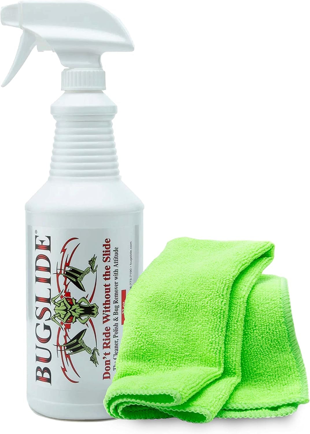 Bugslide 16 Oz Shop Kit Cleaner and Polisher with Microfiber Towel, Tree Sap Remover, Waterless Detailer for Removing Bugs without Scratching, Shining and Degreasing All Surfaces